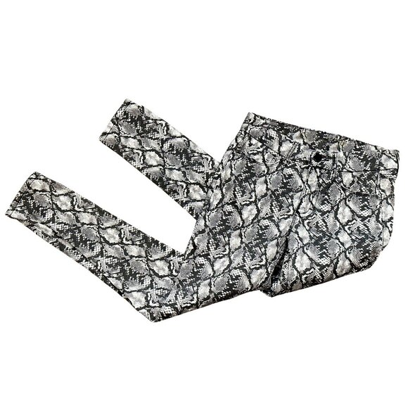 Seven7 Tummyless High Rise Skinny Jeans Black White Snakeskin Print Stretch Sz 6 - Picture 12 of 13